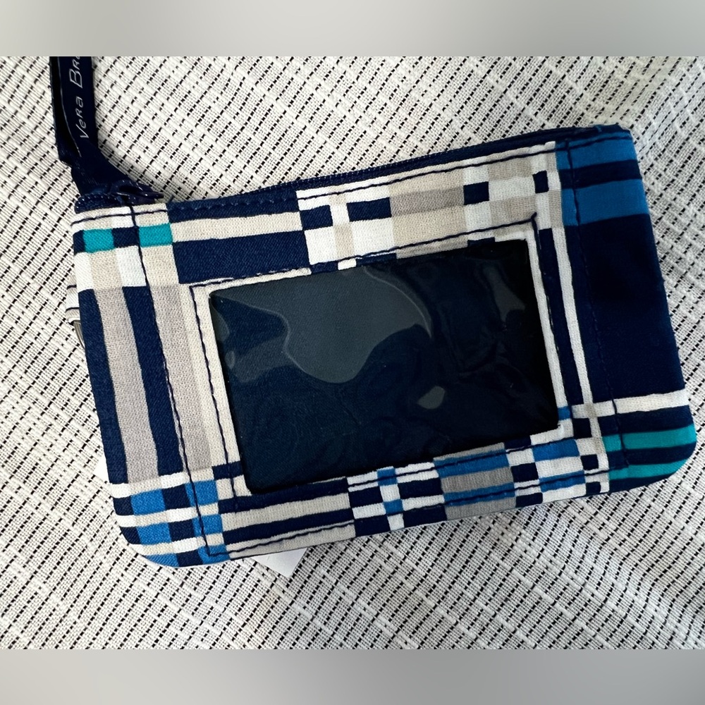 Vera Bradley Navy and Teal Plaid ID Holder